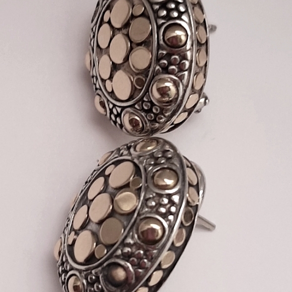 *SOLD* John Hardy Sterling Silver / 18K Yellow Gold Jaisalmer Dot Earrings - Picture 2 of 8